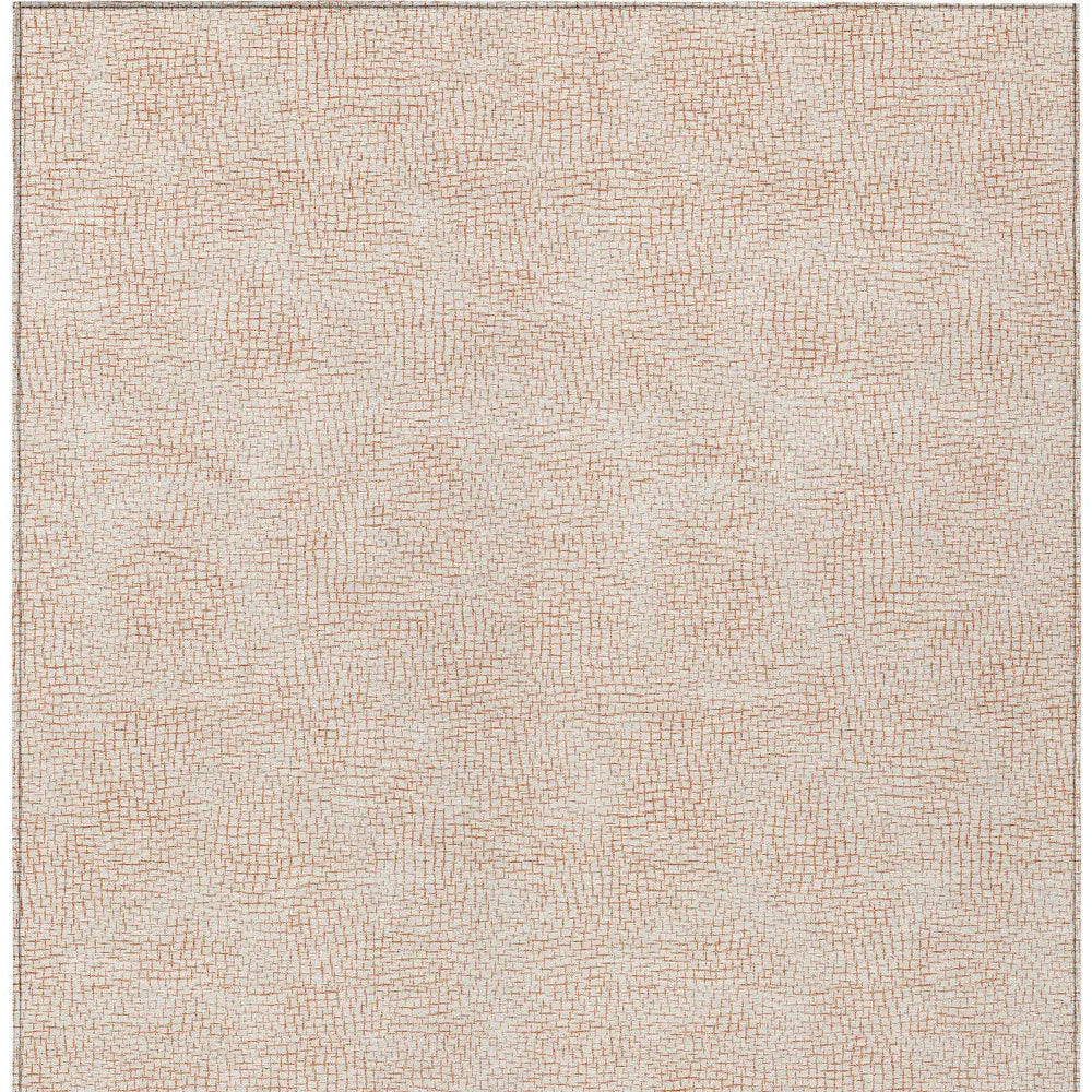 Homeroots 3' X 5' Peach And Beige Geometric Washable Indoor Outdoor Area Rug