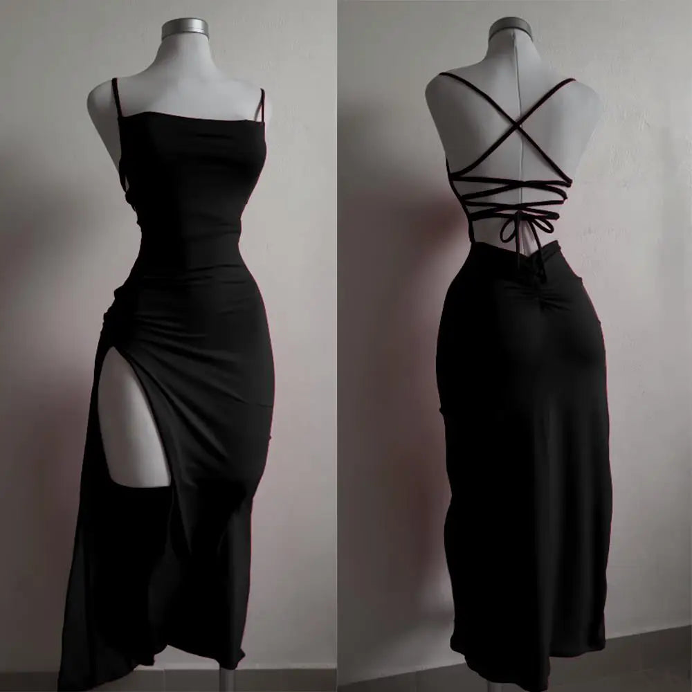 20255 explosive new dress summer high sensibility halter strap Spice Girl bag hip dress