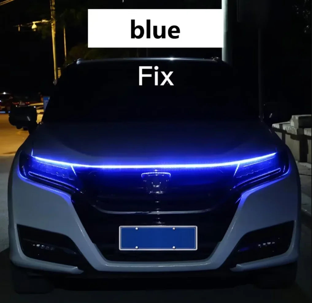 1pc Led Car Hood Lights Sequential Scan Universal Headlight Strip Car Decorative Atmosphere Lamp DRL Auto Daytime Running Lights