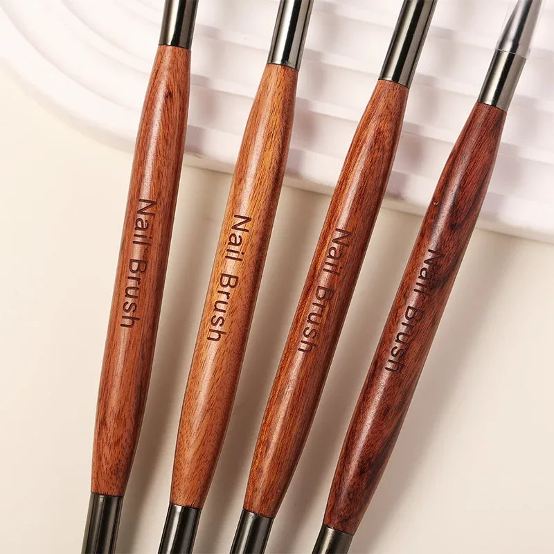 Dual End Nail Art Brush Sandalwood Lines Drawing Color Painting Phototherapy Gradient Sweeping Pen Nail Brushes Manicure Tools