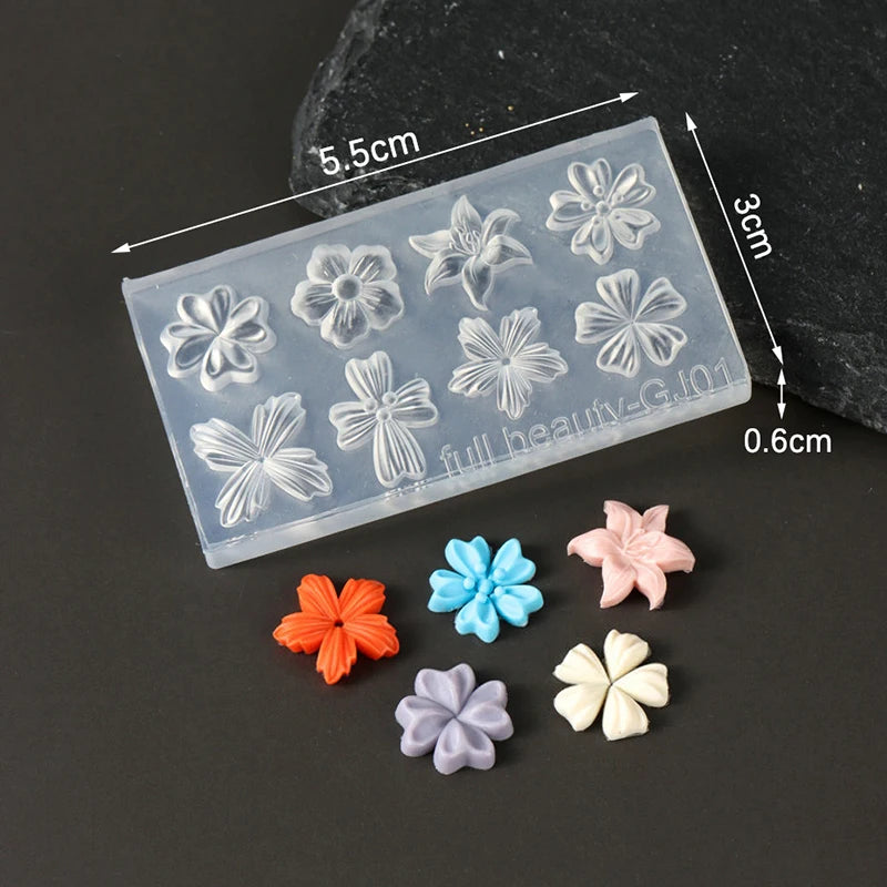 Spring Flower Petals Silicone Nail Mold Three-dimensional Floral DIY Design Manicure Template Carving Nail Art Stencil Tools