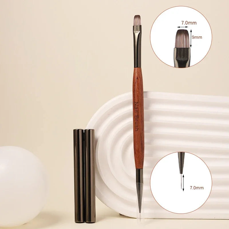 Dual End Nail Art Brush Sandalwood Lines Drawing Color Painting Phototherapy Gradient Sweeping Pen Nail Brushes Manicure Tools