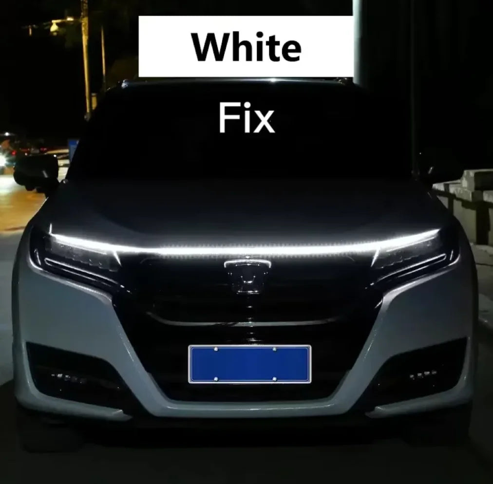 1pc Led Car Hood Lights Sequential Scan Universal Headlight Strip Car Decorative Atmosphere Lamp DRL Auto Daytime Running Lights