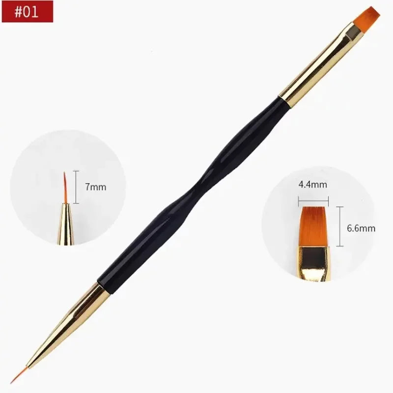 Dual End Nail Art Brush Sandalwood Lines Drawing Color Painting Phototherapy Gradient Sweeping Pen Nail Brushes Manicure Tools