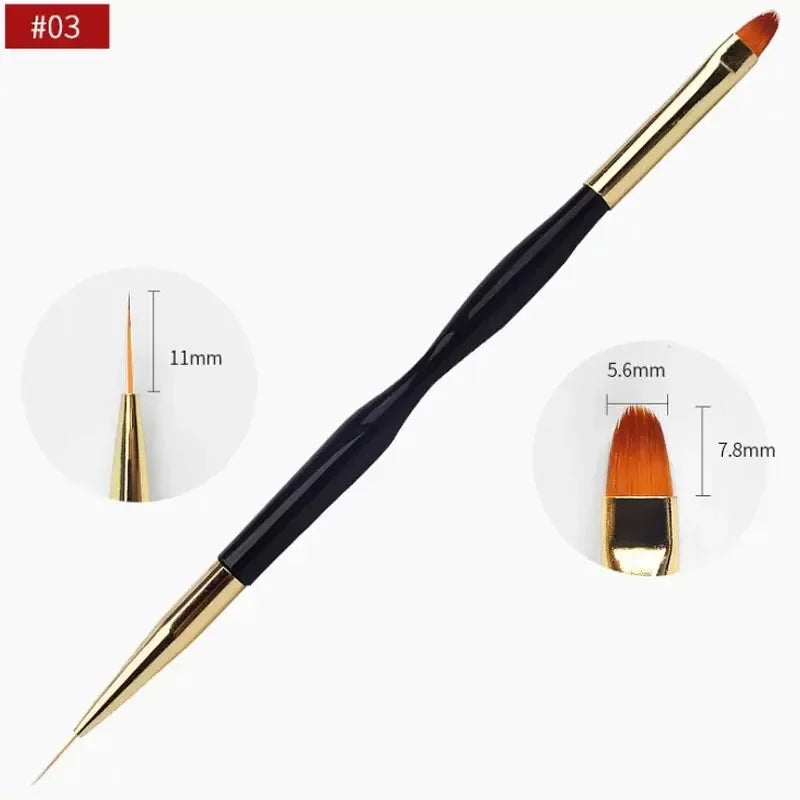 Dual End Nail Art Brush Sandalwood Lines Drawing Color Painting Phototherapy Gradient Sweeping Pen Nail Brushes Manicure Tools