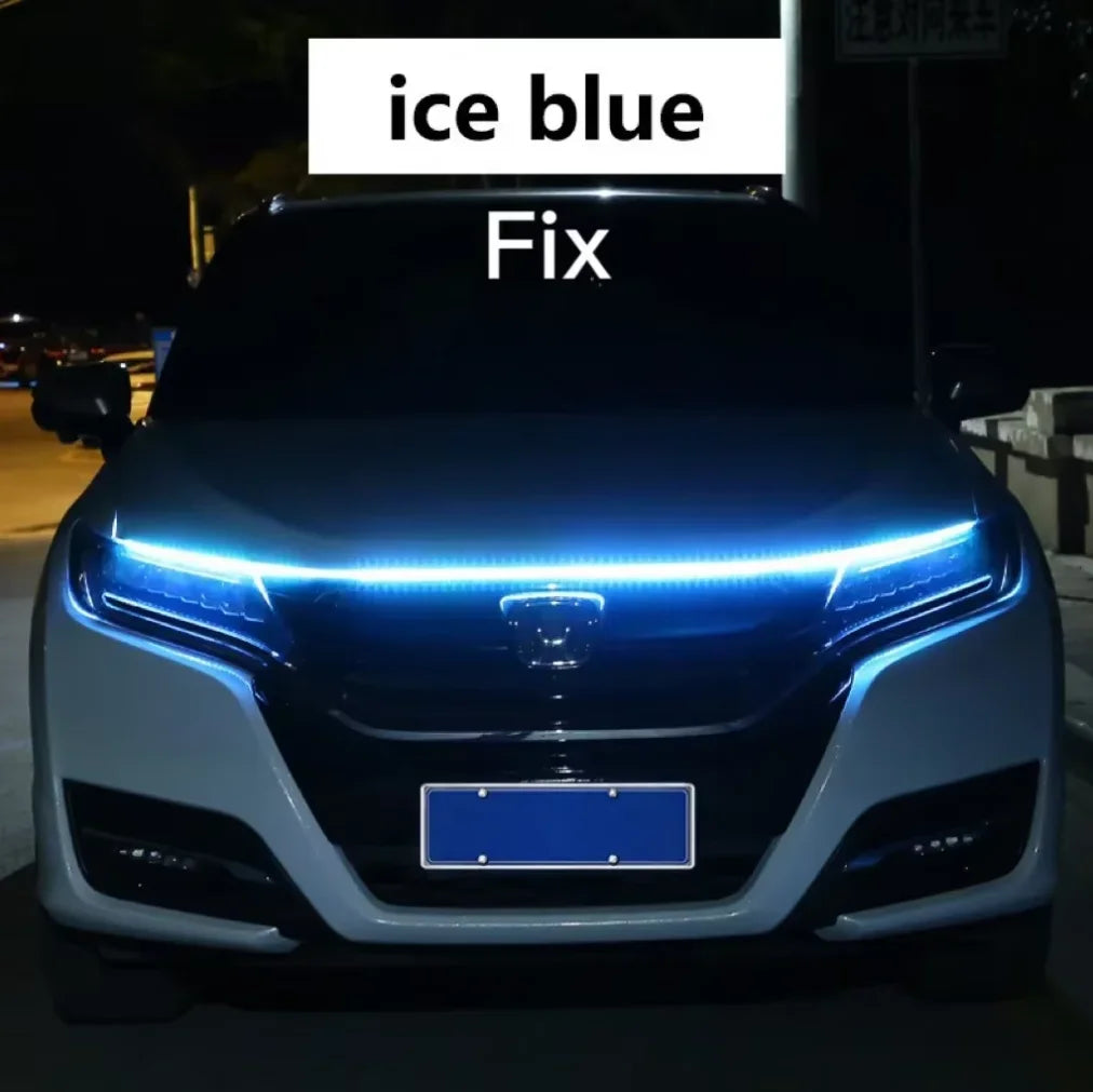 1pc Led Car Hood Lights Sequential Scan Universal Headlight Strip Car Decorative Atmosphere Lamp DRL Auto Daytime Running Lights