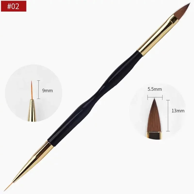 Dual End Nail Art Brush Sandalwood Lines Drawing Color Painting Phototherapy Gradient Sweeping Pen Nail Brushes Manicure Tools