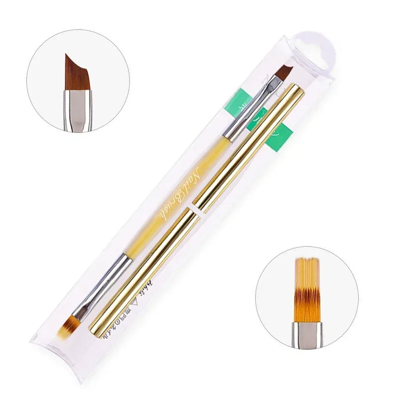 Dual End Nail Art Brush Sandalwood Lines Drawing Color Painting Phototherapy Gradient Sweeping Pen Nail Brushes Manicure Tools