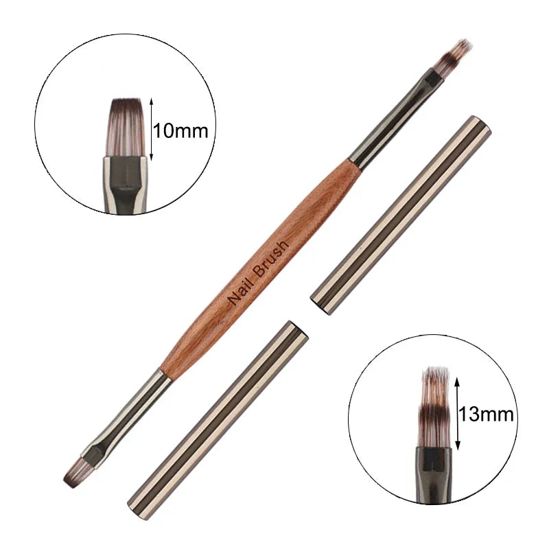 Dual End Nail Art Brush Sandalwood Lines Drawing Color Painting Phototherapy Gradient Sweeping Pen Nail Brushes Manicure Tools