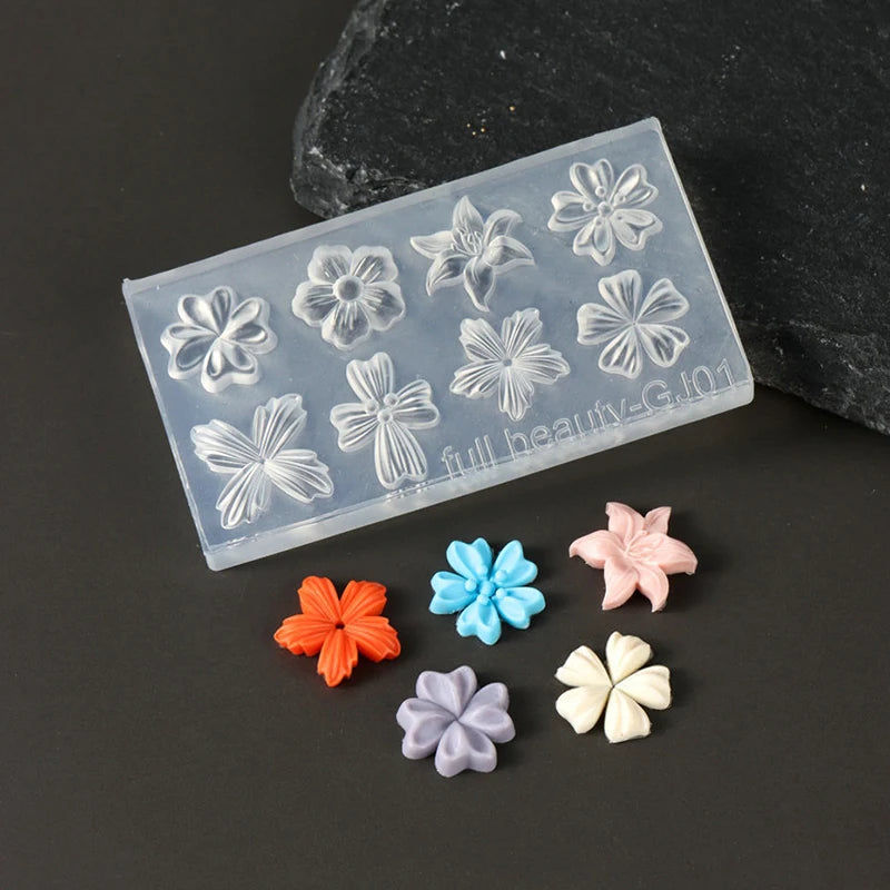 Spring Flower Petals Silicone Nail Mold Three-dimensional Floral DIY Design Manicure Template Carving Nail Art Stencil Tools