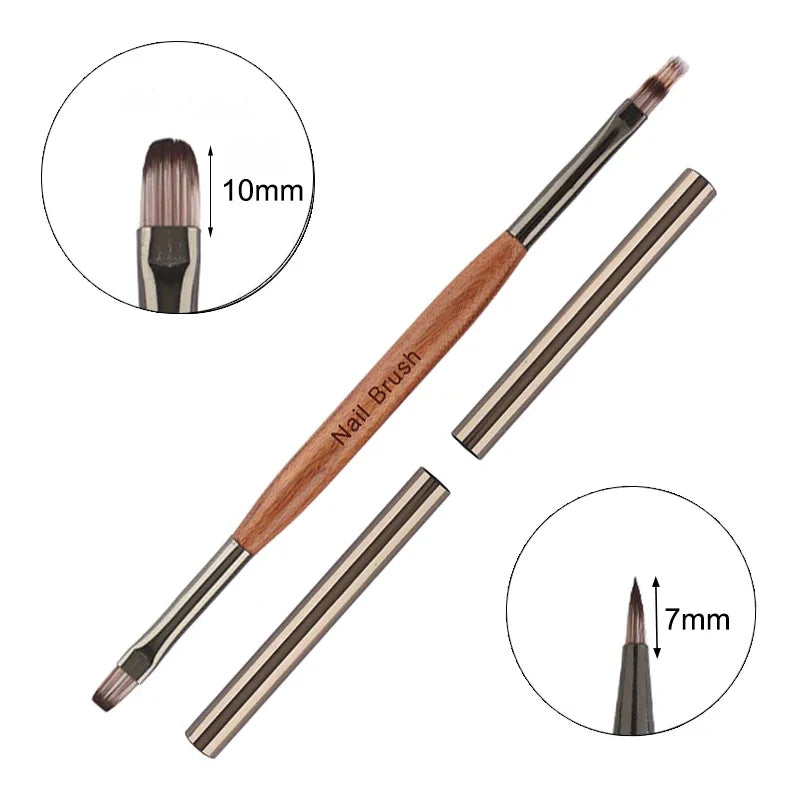 Dual End Nail Art Brush Sandalwood Lines Drawing Color Painting Phototherapy Gradient Sweeping Pen Nail Brushes Manicure Tools