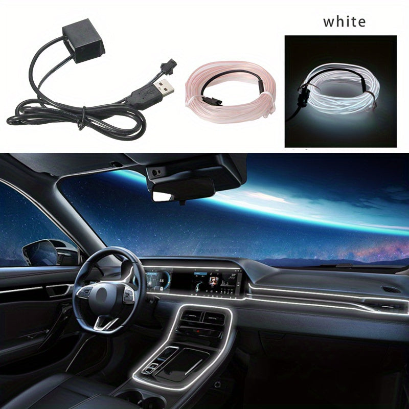196.85inch Car Environment El Wire LED USB Flexible Neon Interior Lights Set RGB Lighting for Vehicle Decorative Accessories