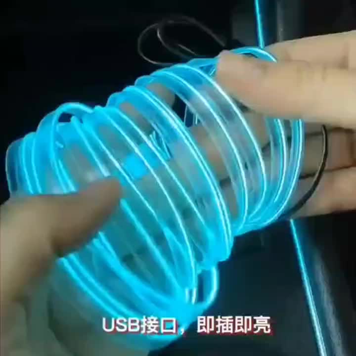 196.85inch Car Environment El Wire LED USB Flexible Neon Interior Lights Set RGB Lighting for Vehicle Decorative Accessories