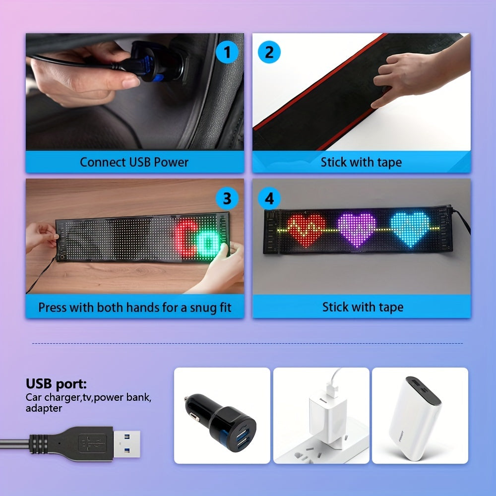 1pc LED Matrix Pixel Panel, Scrolling LED Sign APP USB 5V Flexible Addressable RGB Pattern Graffiti Scrolling Text Animation Display Car Shop