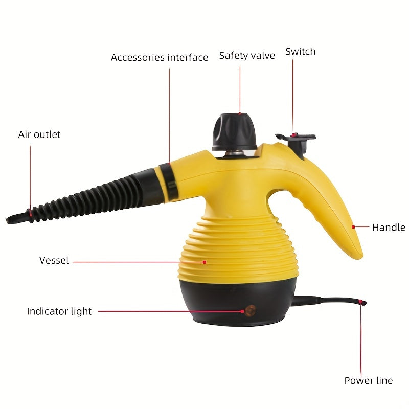 ESUPER Steam Cleaner Multi-Purpose Handheld Pressurized Steam Cleaner With 9-Piece Accessories, Perfect For Kitchen Stain Removal, Curtains, Car Seats, Floor, Window Cleaning