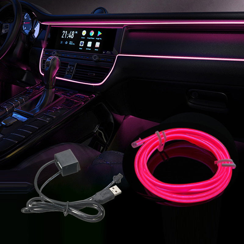 196.85inch Car Environment El Wire LED USB Flexible Neon Interior Lights Set RGB Lighting for Vehicle Decorative Accessories