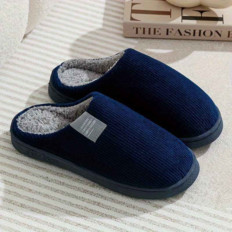 [Warm Slippers] Warm Plush Slip-On Slippers | Unisex Winter Non-Slip Rubber Sole Indoor House Shoes for Home - Multi-Color Options (Beige, Blue, Yellow, Green, Grey, Pink), Cute Slippers, Soft Texture Footwear