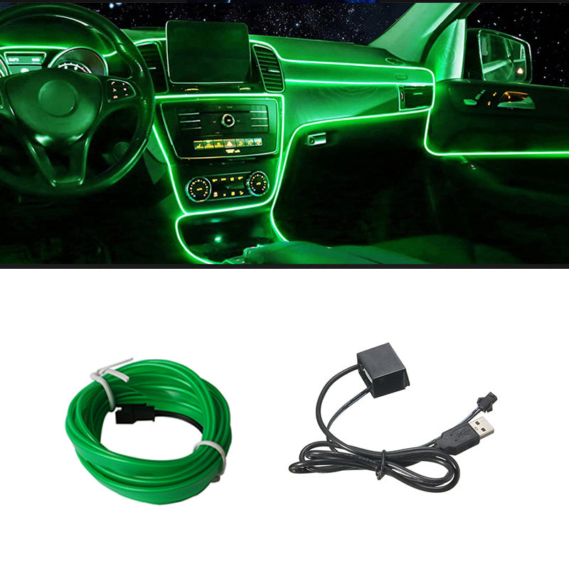 196.85inch Car Environment El Wire LED USB Flexible Neon Interior Lights Set RGB Lighting for Vehicle Decorative Accessories