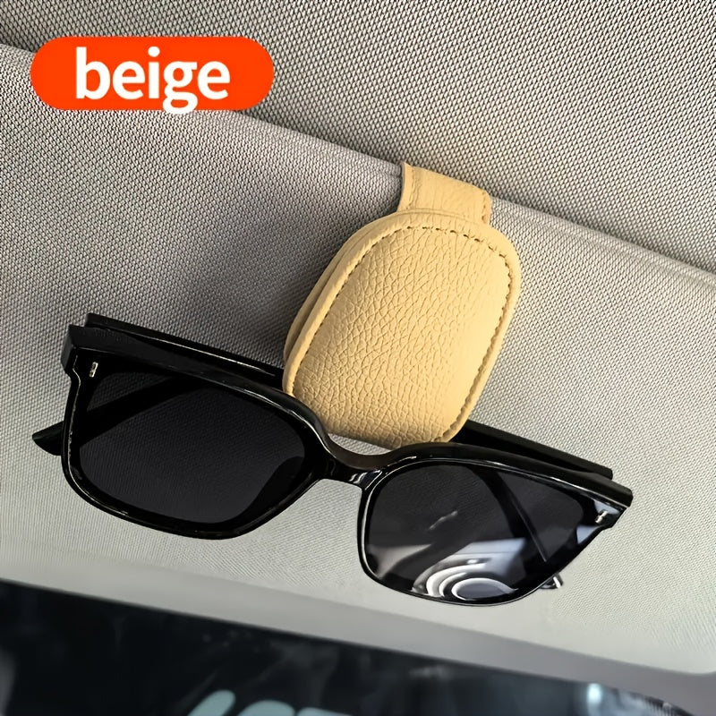 [1pcs Universal Sun Visor Glasses] 1pc Universal Car Sun Visor Glasses Clip, Pu Material, Auto Eyeglasses Holder, Vehicle Interior Accessories, Eyewear Storage Bracket