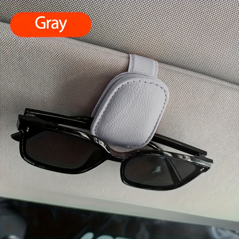 [1pcs Universal Sun Visor Glasses] 1pc Universal Car Sun Visor Glasses Clip, Pu Material, Auto Eyeglasses Holder, Vehicle Interior Accessories, Eyewear Storage Bracket