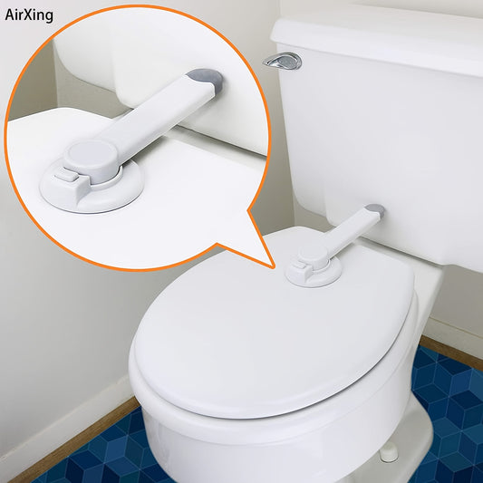 [AirXing Toilet Lock] AirXing White Plastic Toilet Lock - Childproof Latch with Easy-Install Design, Prevents Unauthorized Use for Youngsters & Pets, Secure Bathroom Access, Pet Safety Device, Modern Toilet Accessory, Durable