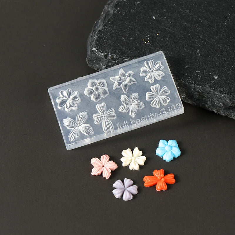Spring Flower Petals Silicone Nail Mold Three-dimensional Floral DIY Design Manicure Template Carving Nail Art Stencil Tools