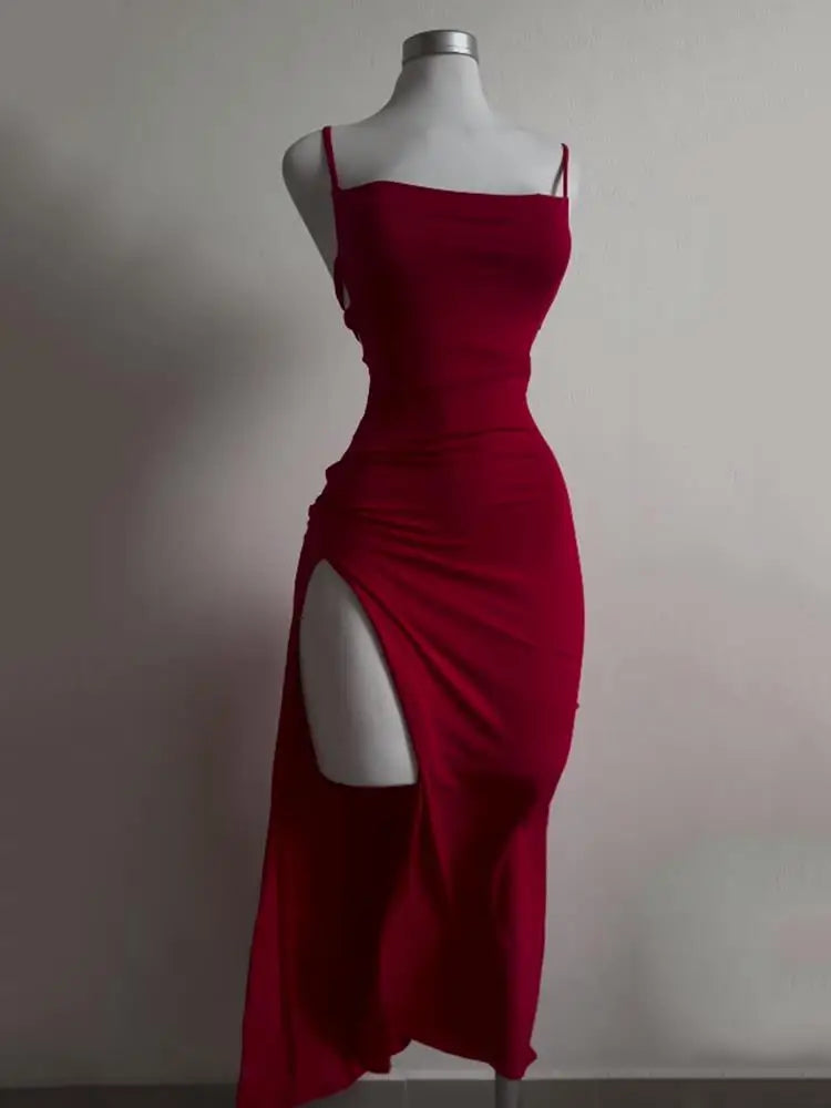 20255 explosive new dress summer high sensibility halter strap Spice Girl bag hip dress
