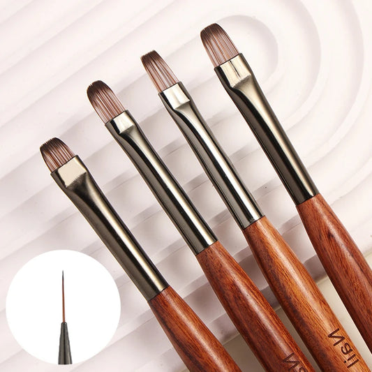 Dual End Nail Art Brush Sandalwood Lines Drawing Color Painting Phototherapy Gradient Sweeping Pen Nail Brushes Manicure Tools