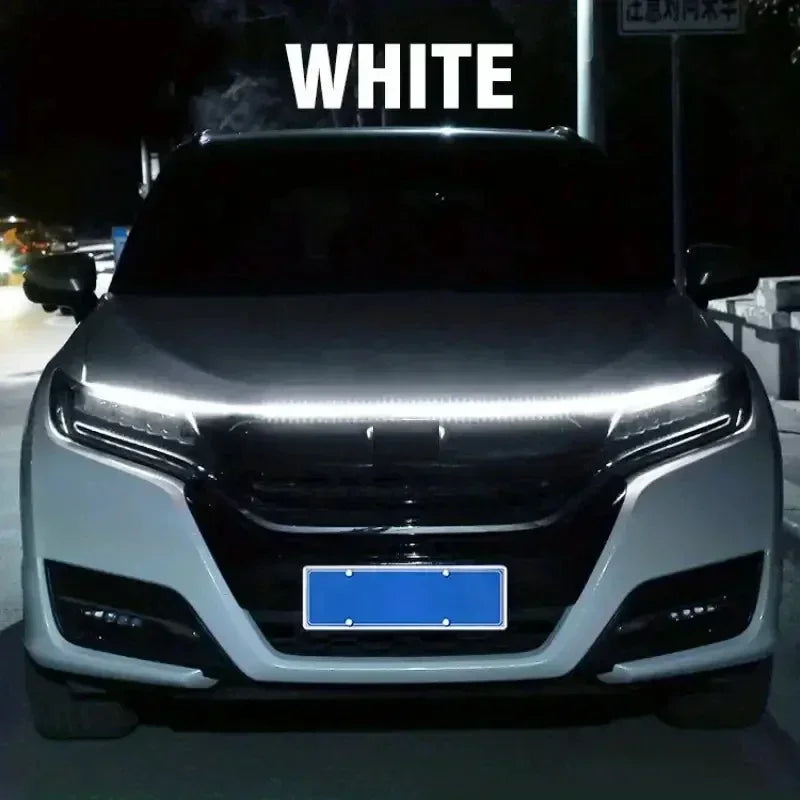1pc Led Car Hood Lights Sequential Scan Universal Headlight Strip Car Decorative Atmosphere Lamp DRL Auto Daytime Running Lights