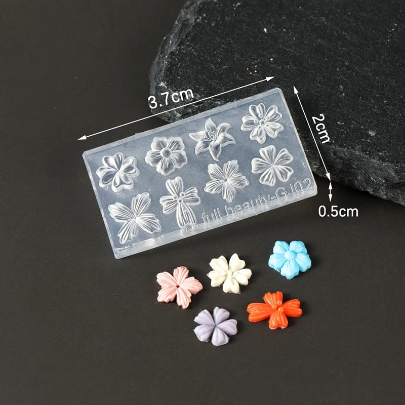 Spring Flower Petals Silicone Nail Mold Three-dimensional Floral DIY Design Manicure Template Carving Nail Art Stencil Tools