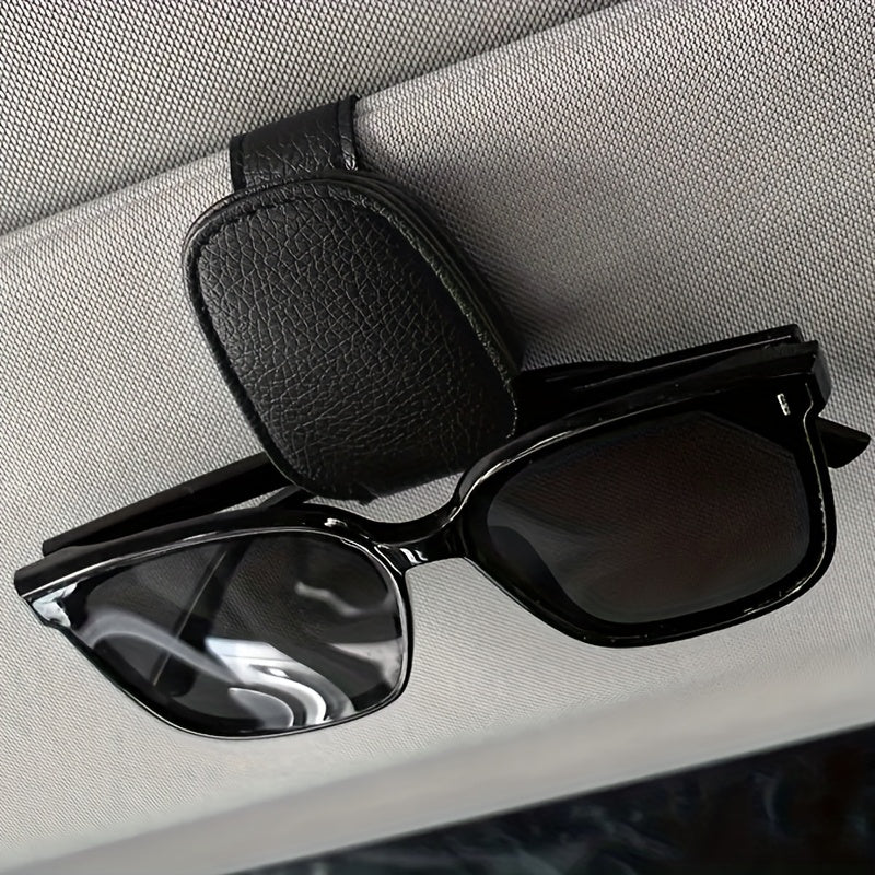 [1pcs Universal Sun Visor Glasses] 1pc Universal Car Sun Visor Glasses Clip, Pu Material, Auto Eyeglasses Holder, Vehicle Interior Accessories, Eyewear Storage Bracket