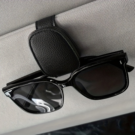 [1pcs Universal Sun Visor Glasses] 1pc Universal Car Sun Visor Glasses Clip, Pu Material, Auto Eyeglasses Holder, Vehicle Interior Accessories, Eyewear Storage Bracket