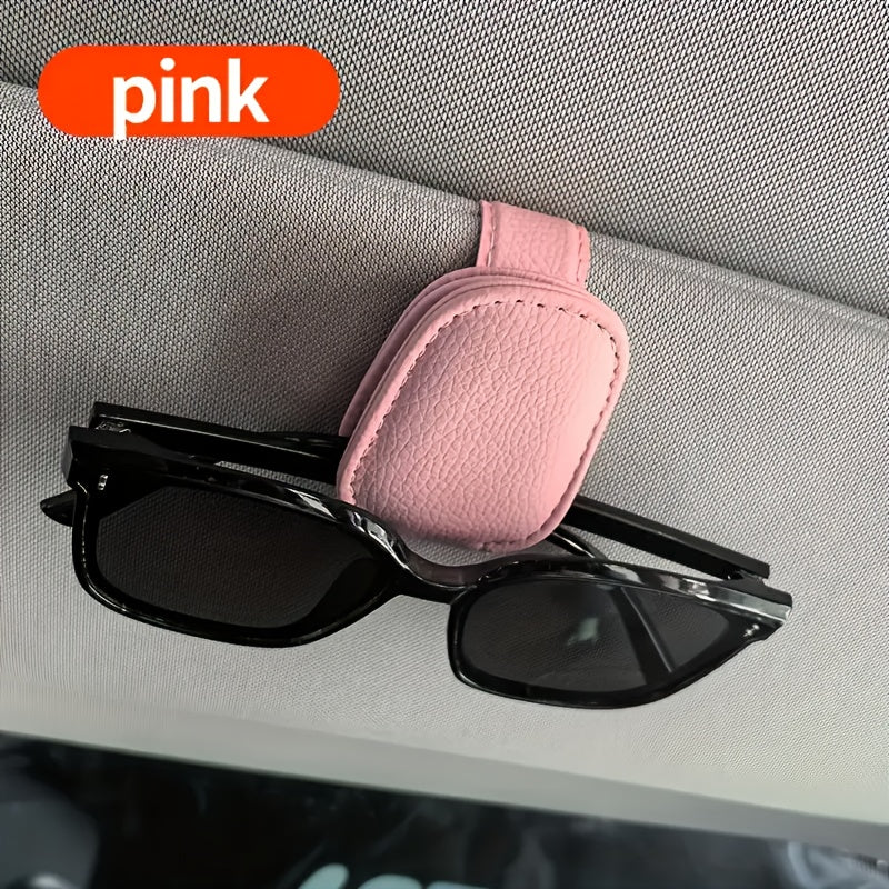 [1pcs Universal Sun Visor Glasses] 1pc Universal Car Sun Visor Glasses Clip, Pu Material, Auto Eyeglasses Holder, Vehicle Interior Accessories, Eyewear Storage Bracket