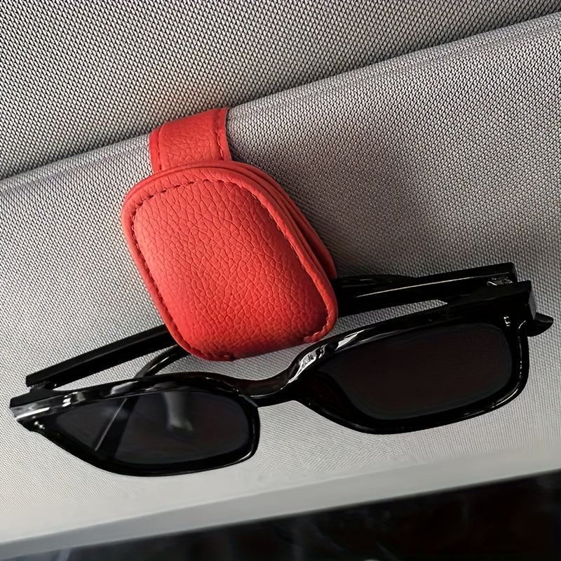[1pcs Universal Sun Visor Glasses] 1pc Universal Car Sun Visor Glasses Clip, Pu Material, Auto Eyeglasses Holder, Vehicle Interior Accessories, Eyewear Storage Bracket