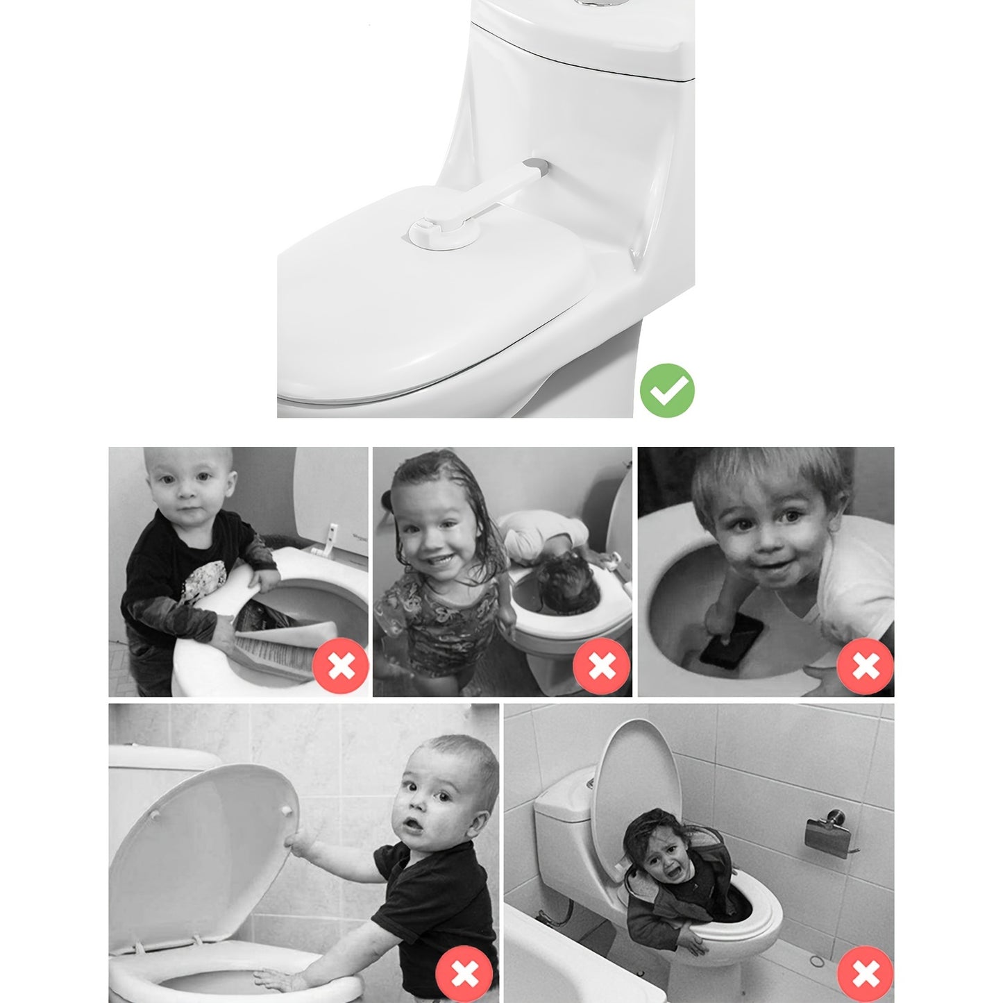 [AirXing Toilet Lock] AirXing White Plastic Toilet Lock - Childproof Latch with Easy-Install Design, Prevents Unauthorized Use for Youngsters & Pets, Secure Bathroom Access, Pet Safety Device, Modern Toilet Accessory, Durable