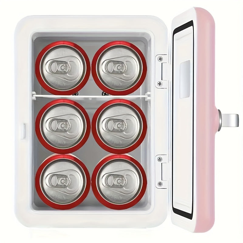 Portable Mini Fridge - 1.06gal/6 Can Cooler & Warmer - Perfect For Skincare, Beverage, Home, Office & Car - Great Gift Idea!