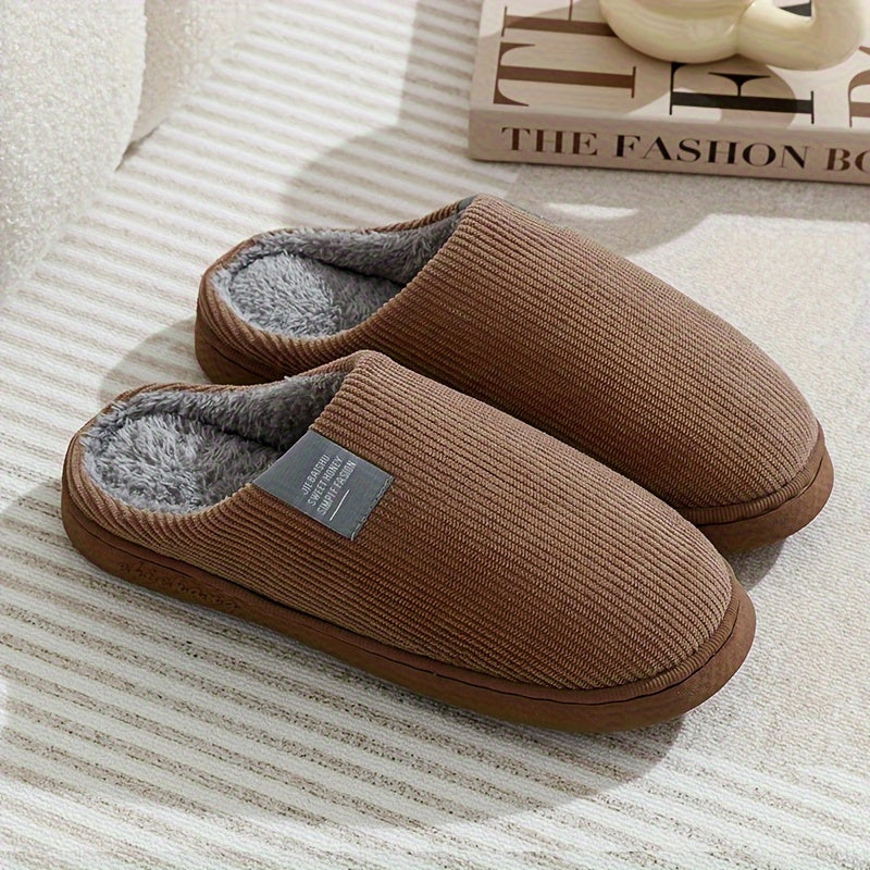 [Warm Slippers] Warm Plush Slip-On Slippers | Unisex Winter Non-Slip Rubber Sole Indoor House Shoes for Home - Multi-Color Options (Beige, Blue, Yellow, Green, Grey, Pink), Cute Slippers, Soft Texture Footwear